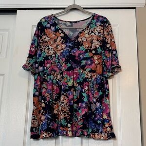 HEIMISH USA Floral Navy Multicolor Blouse